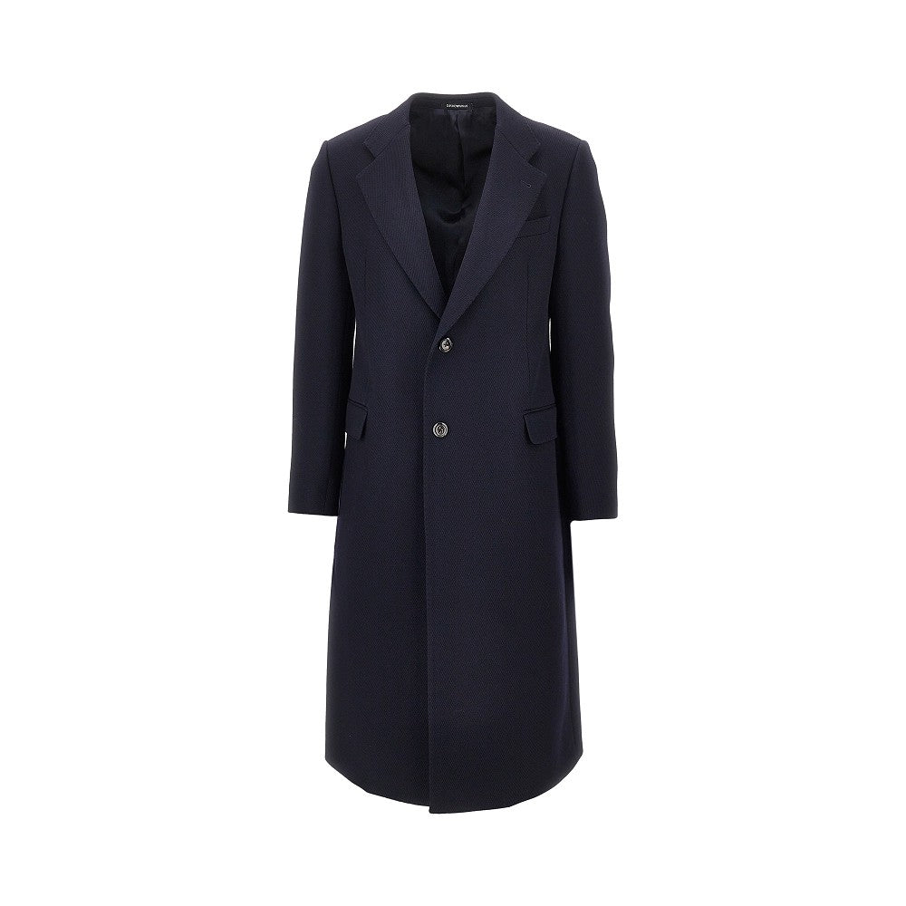 Cappotto monopetto in tricotina di lana
