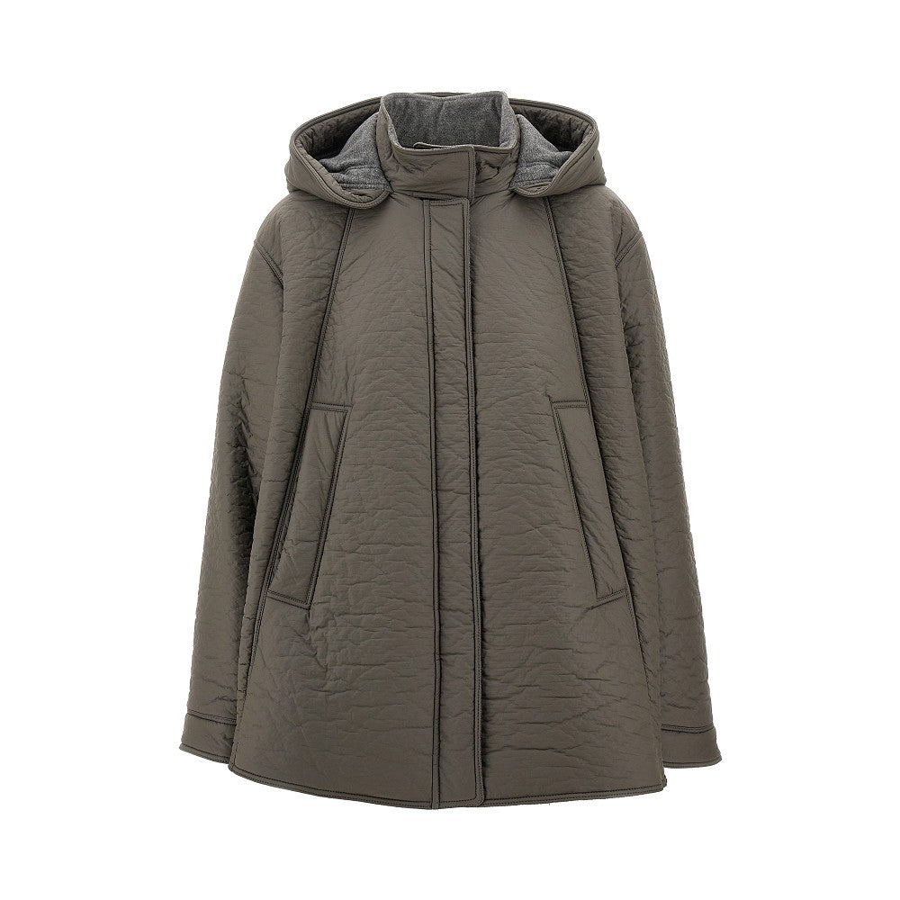 Coated fabric hooded peacoat