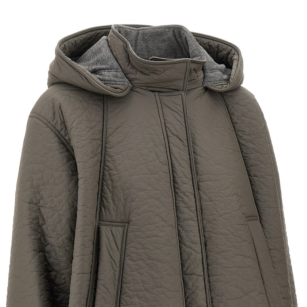Coated fabric hooded peacoat