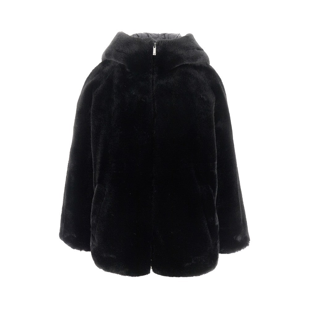 Faux fur and nylon reversible jacket