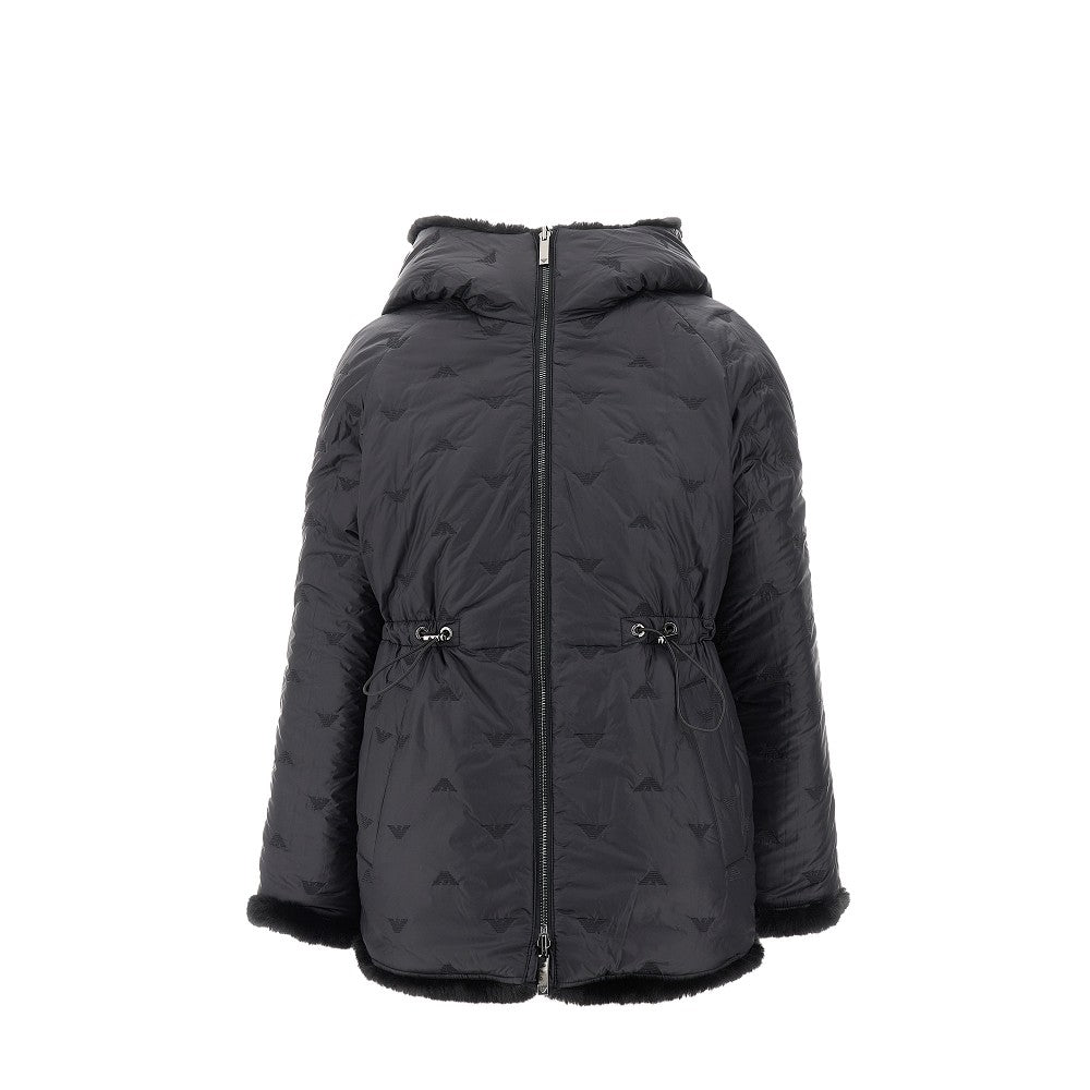 Faux fur and nylon reversible jacket