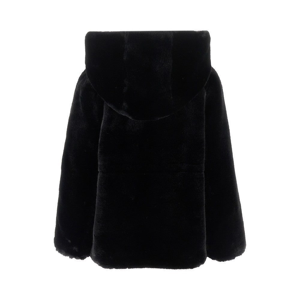 Faux fur and nylon reversible jacket