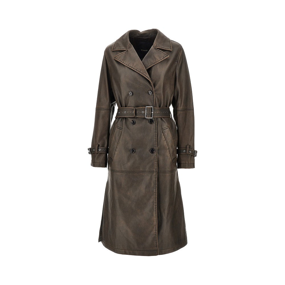 Trench in pelle sintetica effetto vintage