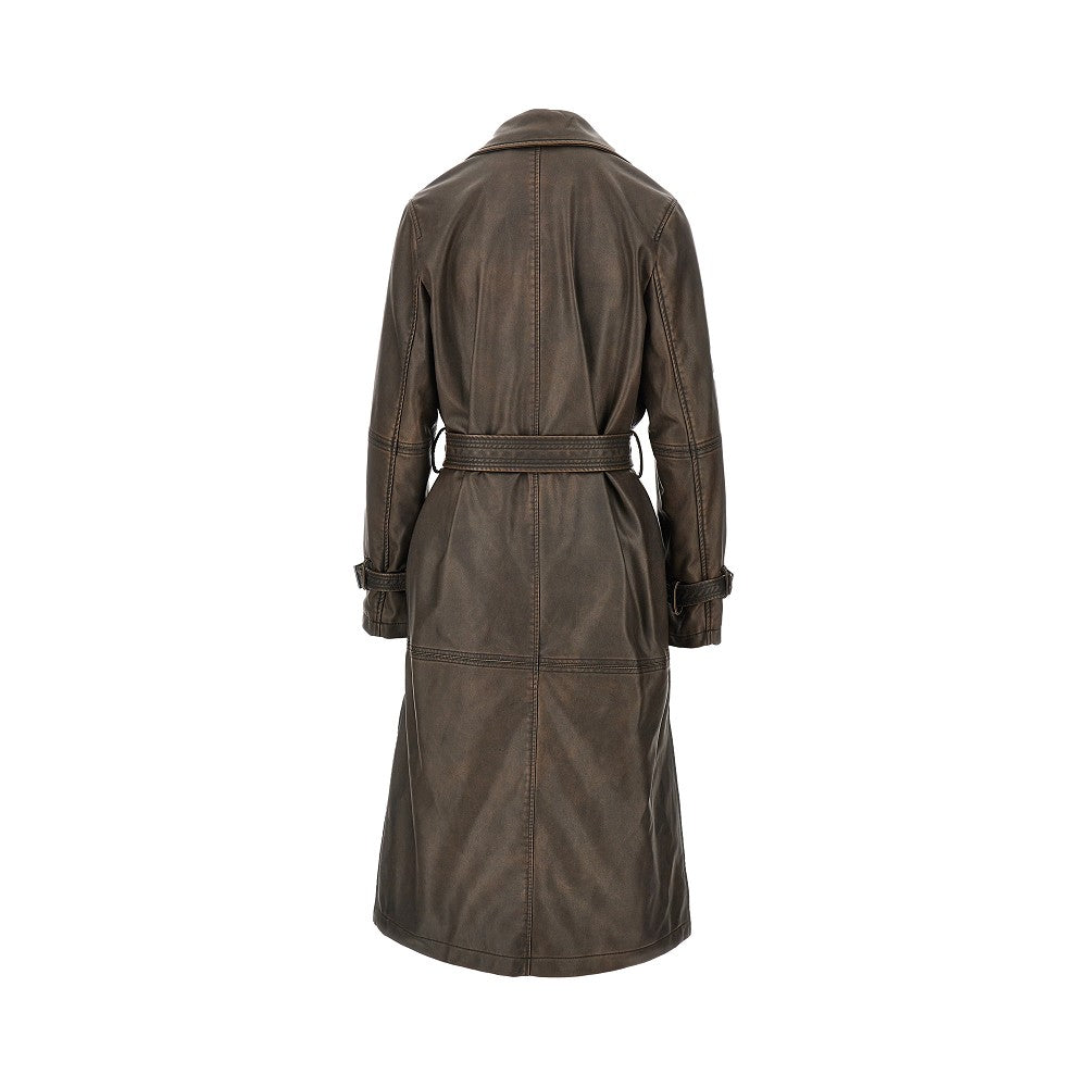 Trench in pelle sintetica effetto vintage