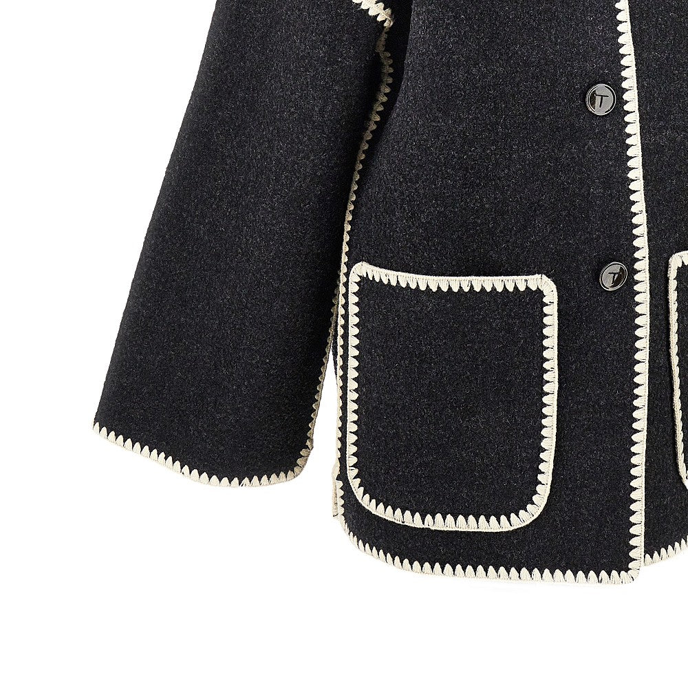 Wool-blend coat with integrated scarf
