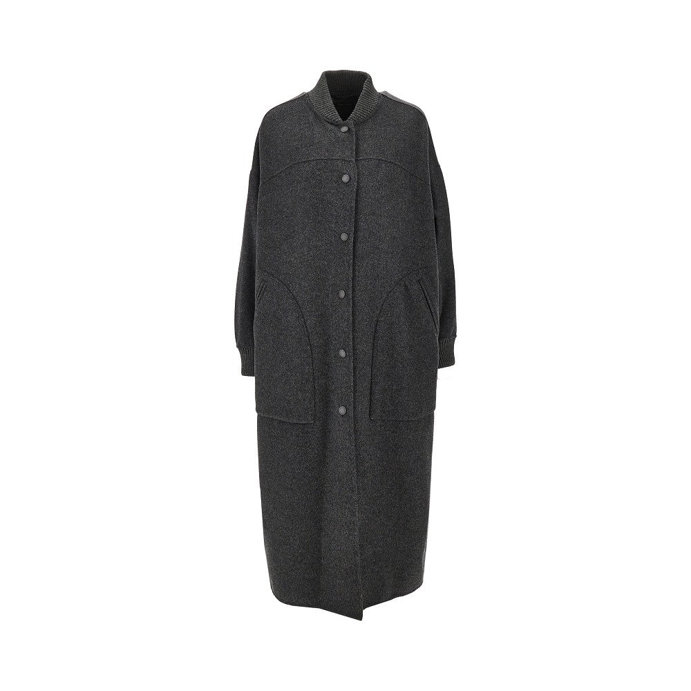 Wool-blend coat with pressstuds