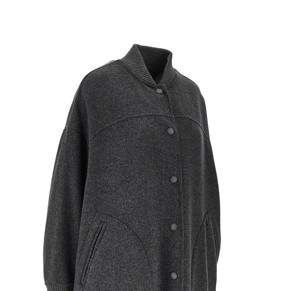 Wool-blend coat with pressstuds
