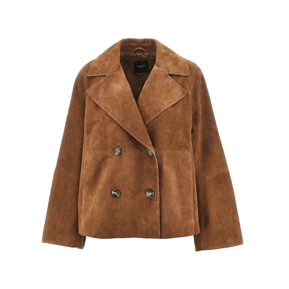 Suede leather double-breasted jacket