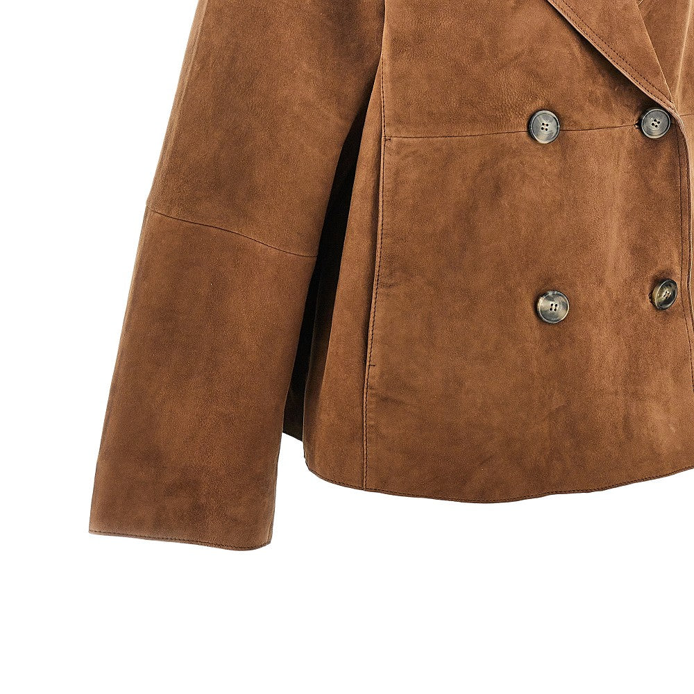 Suede leather double-breasted jacket