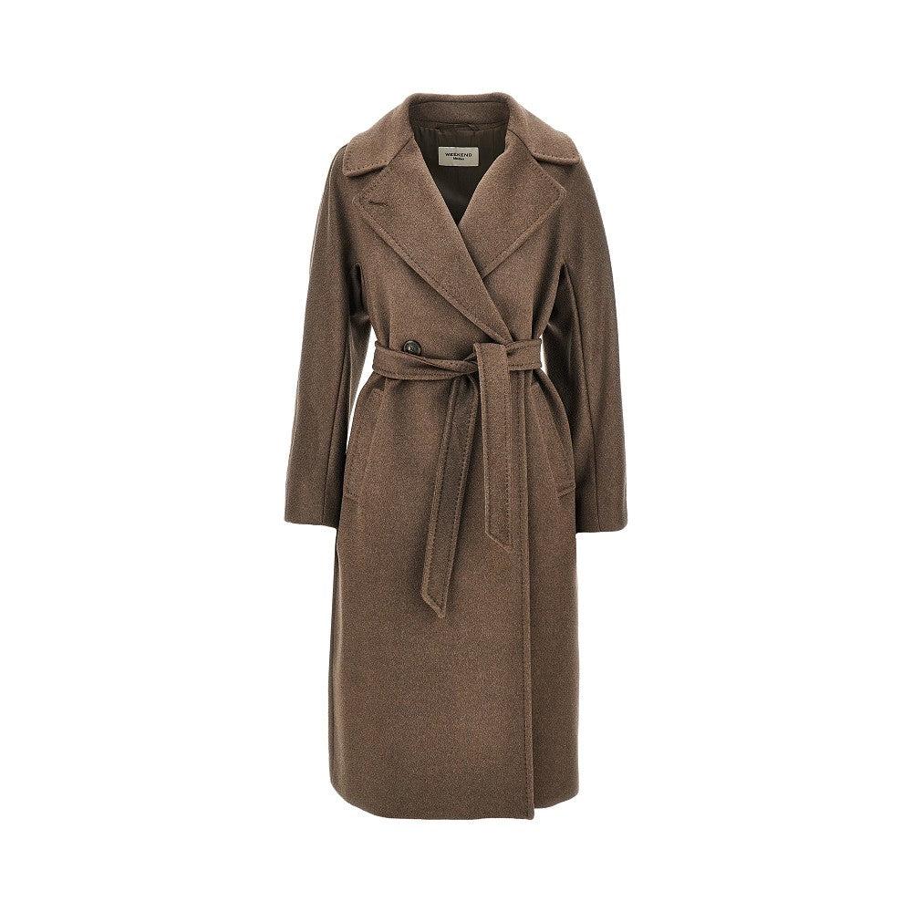 Cappotto midi in panno con cintura