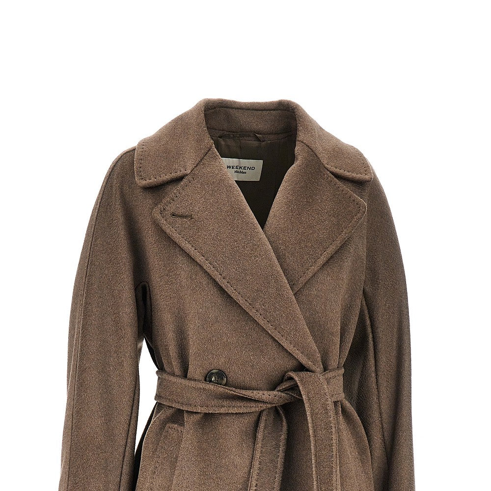 Cappotto midi in panno con cintura