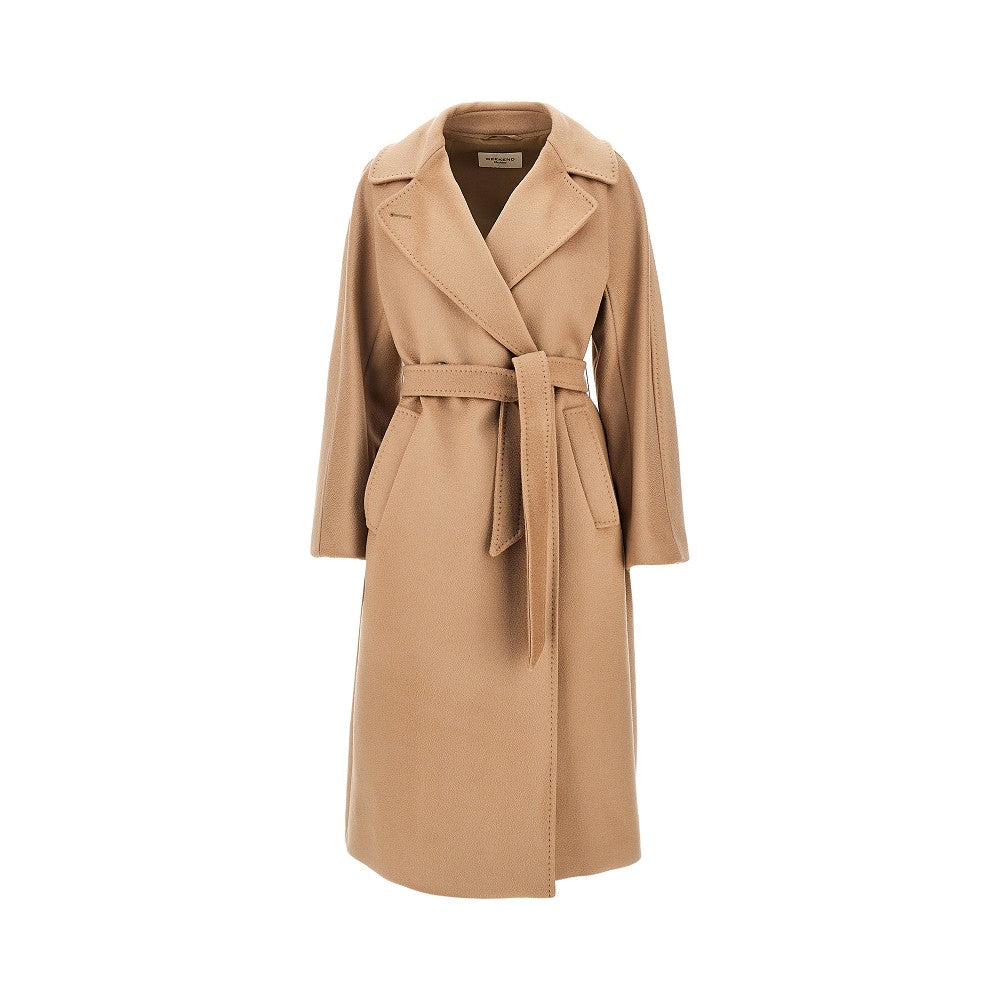 Cappotto midi in panno con cintura