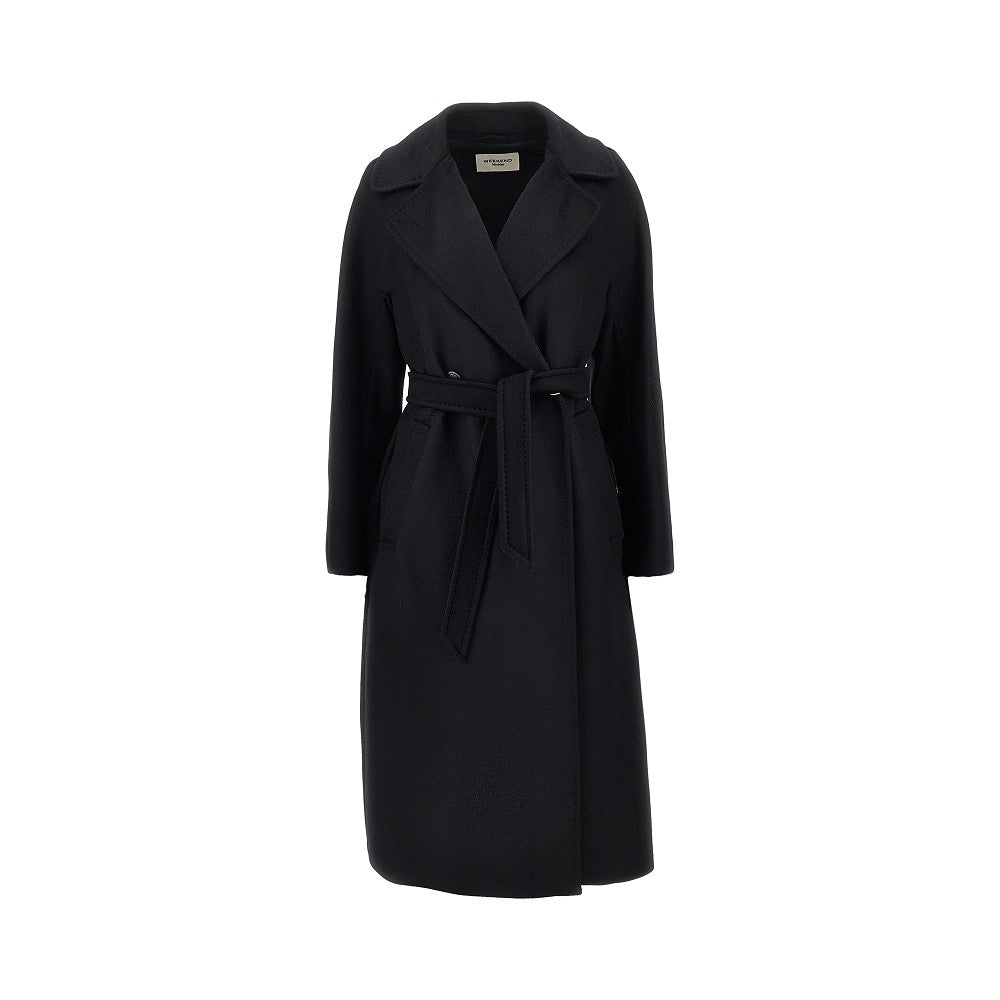 Cappotto midi in panno con cintura