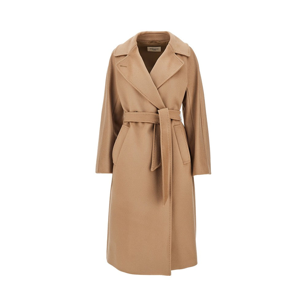Cappotto midi in panno con cintura