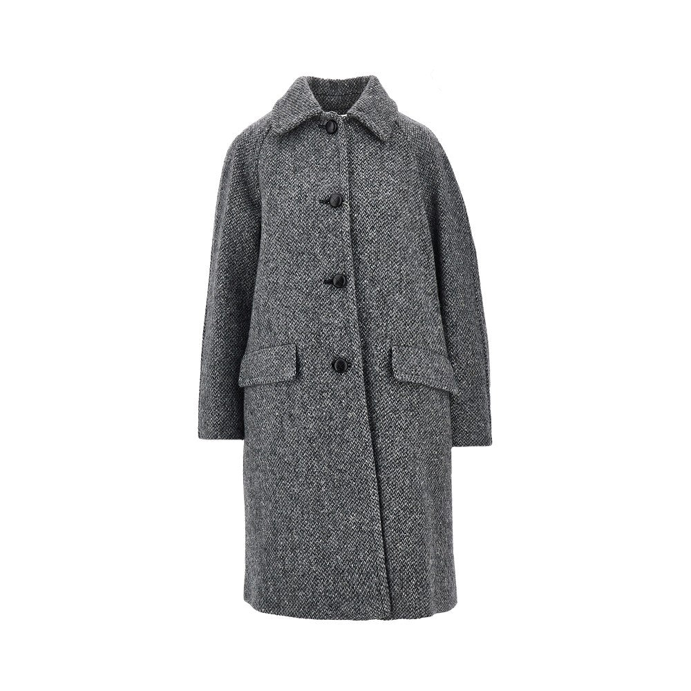 Cappotto in tweed con sciarpa
