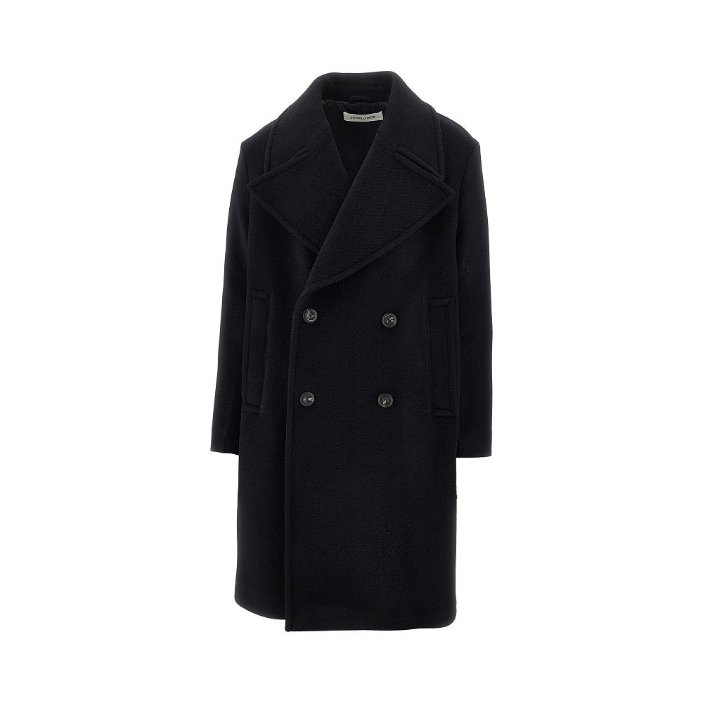 Wool-blend double-breasted overcoat