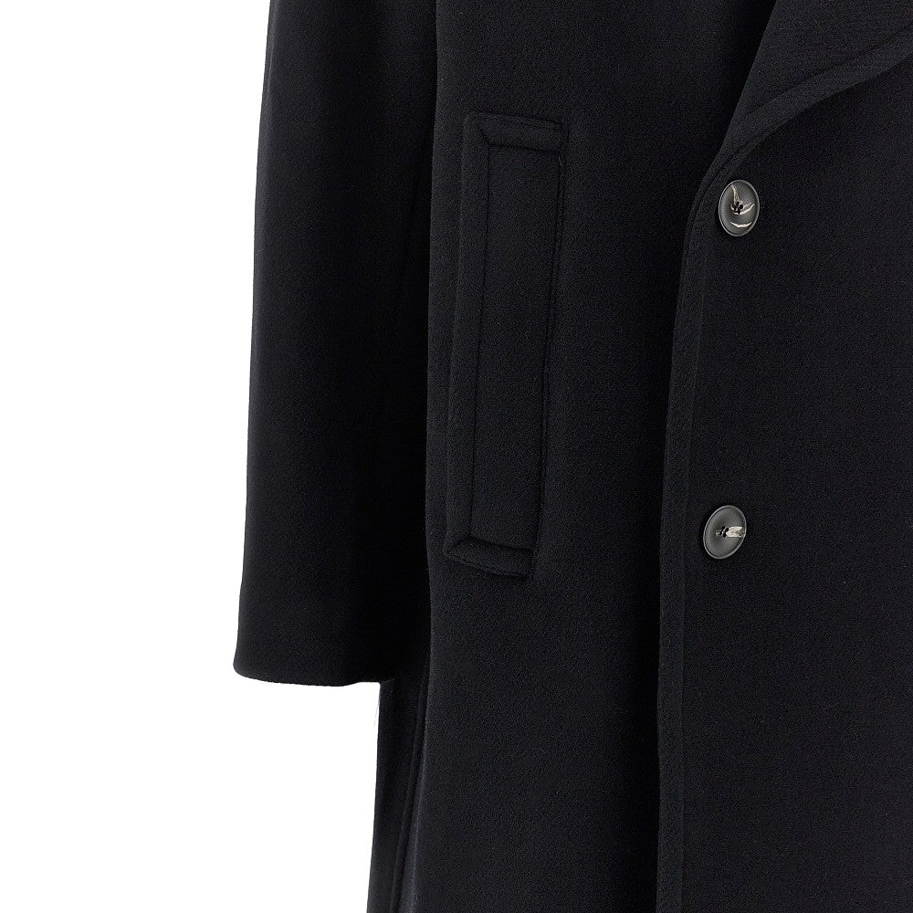 Wool-blend double-breasted overcoat