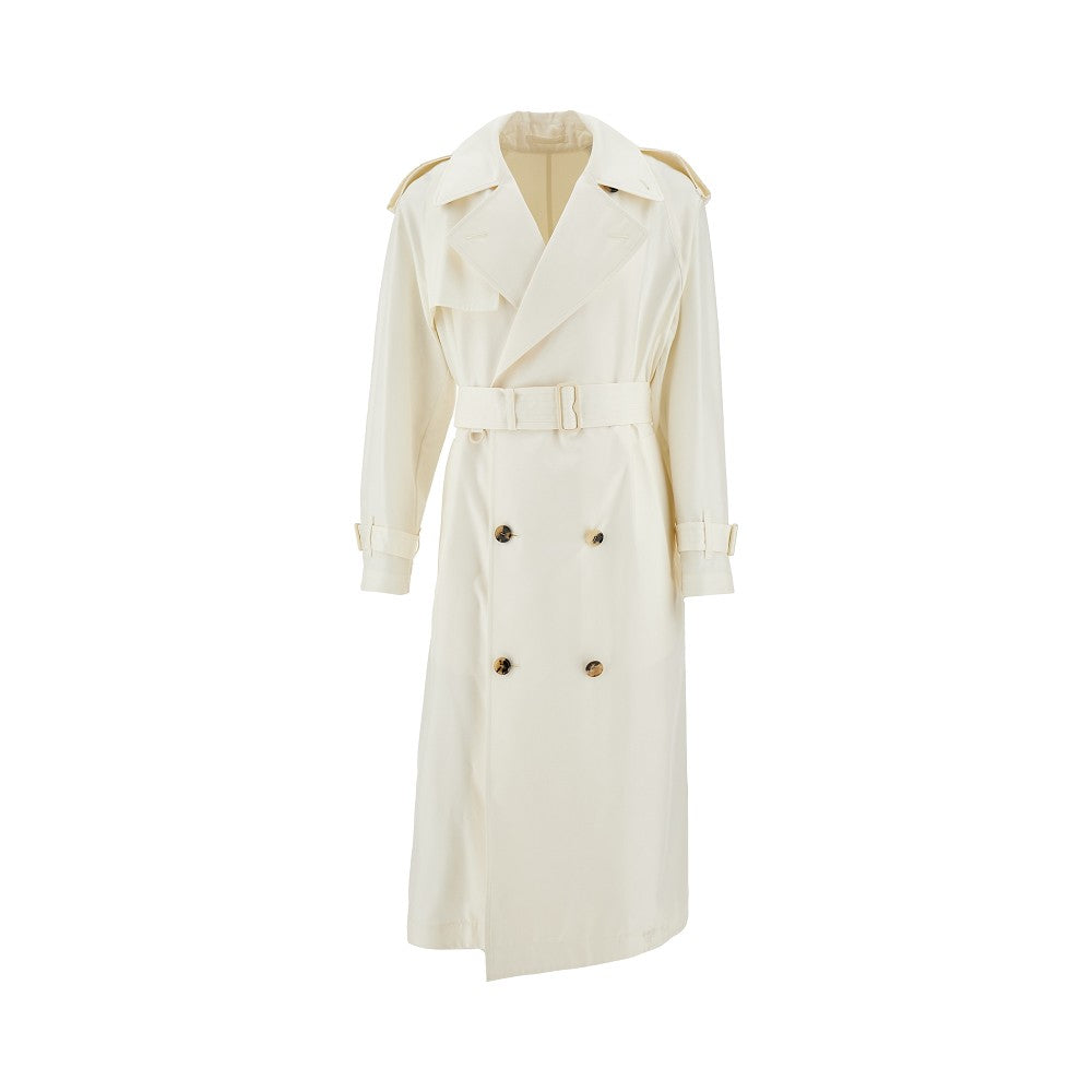 Silk gabardine trench coat