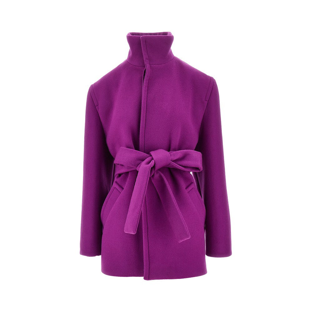 Boxy fit wool coat with belt