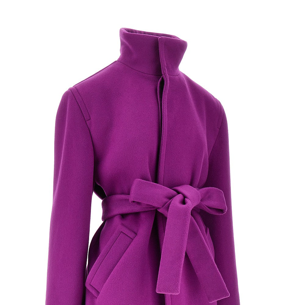 Cappotto boxy in lana con cintura