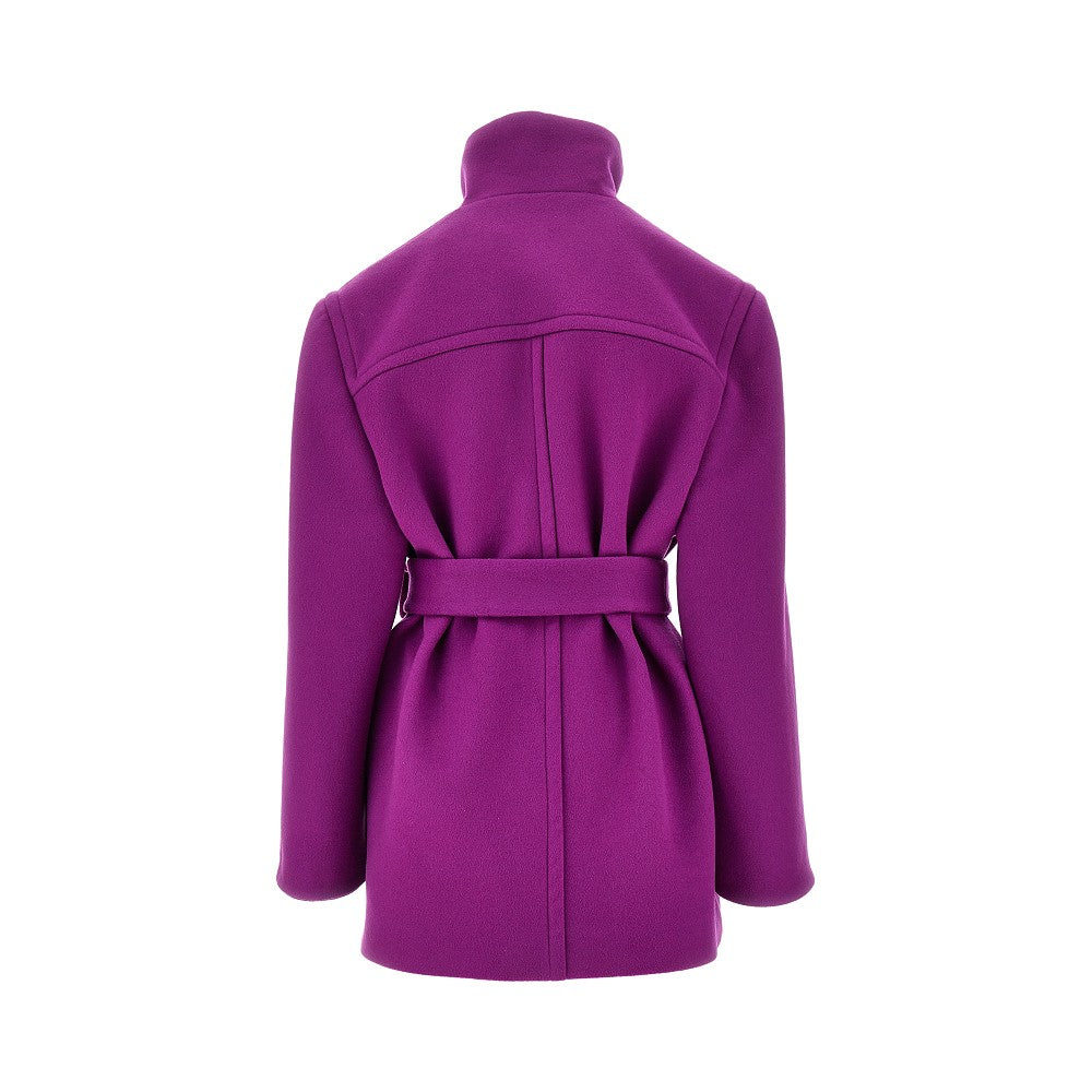 Cappotto boxy in lana con cintura