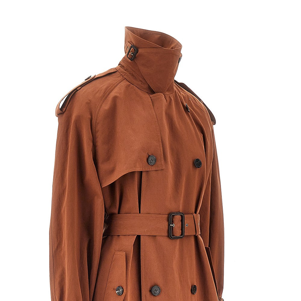 Trench lungo oversize in cotone e seta