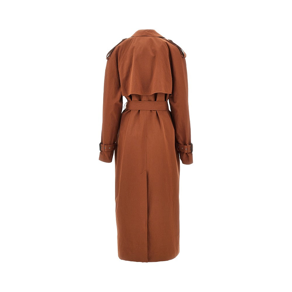 Cotton and silk oversized long trench coat