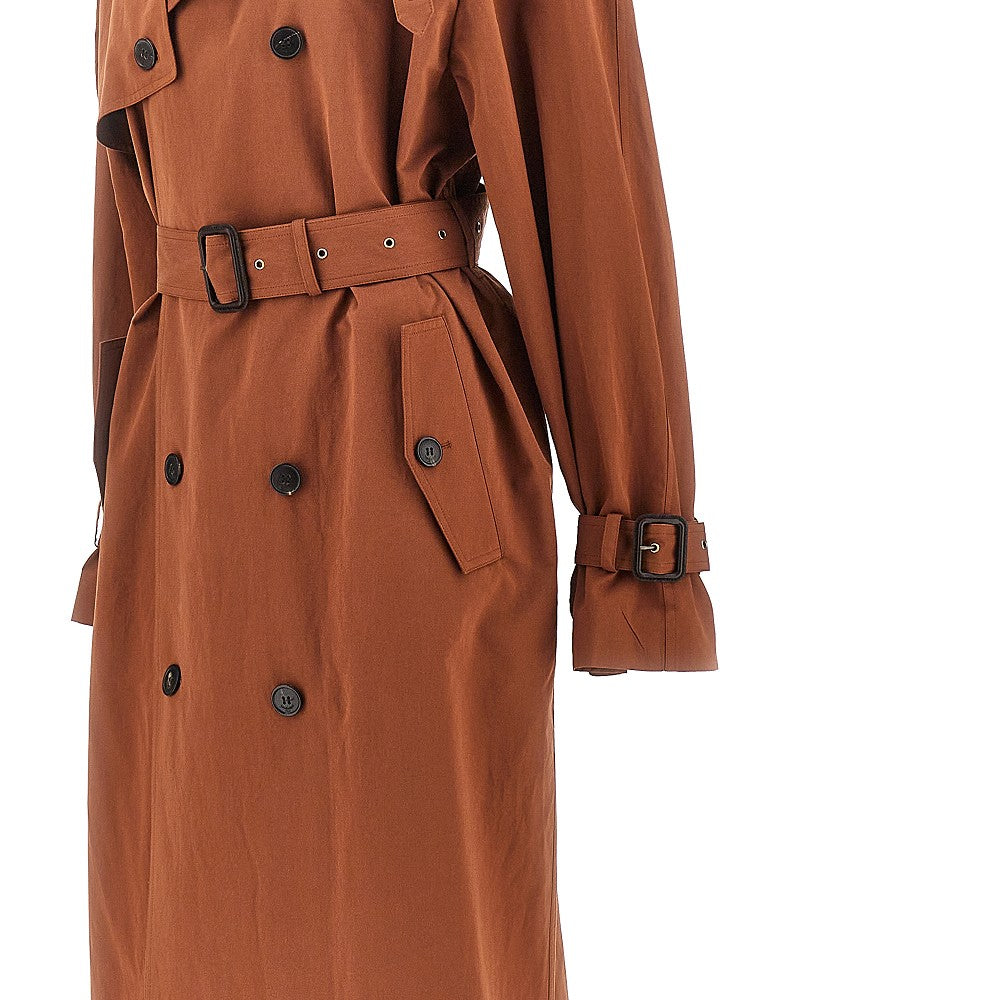 Cotton and silk oversized long trench coat