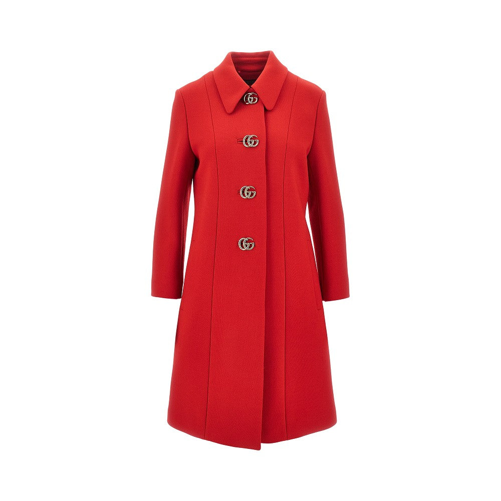 Cappotto in lana natté con bottoni Doppia G