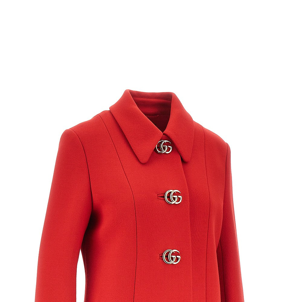 Cappotto in lana natté con bottoni Doppia G