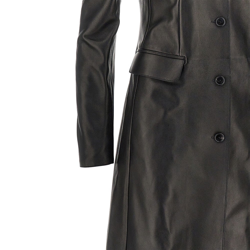 Nappa leather single-breasted coat