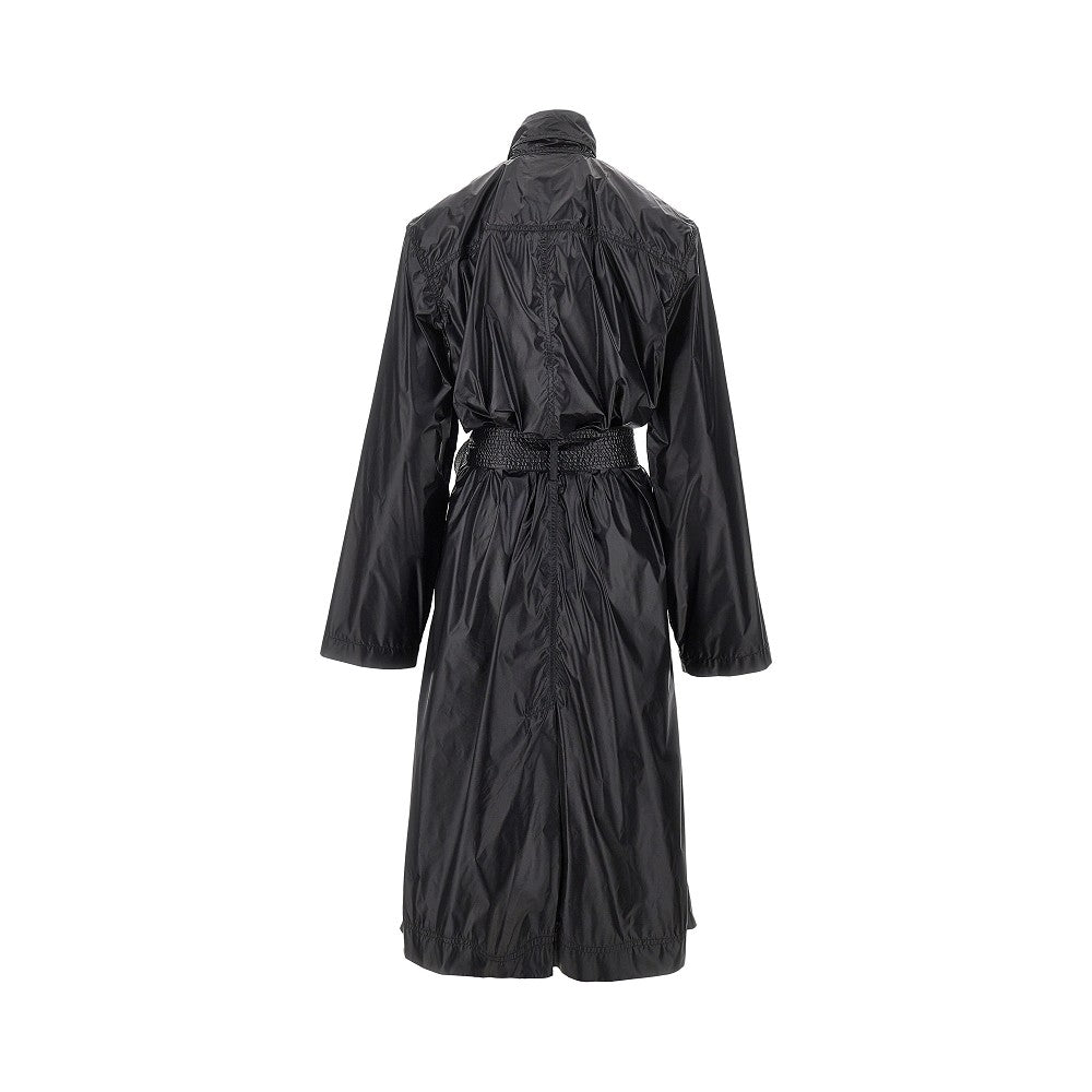 Nylon trench coat with lavallière collar