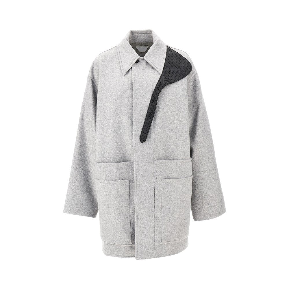 Double coat with Intrecciato leather strap