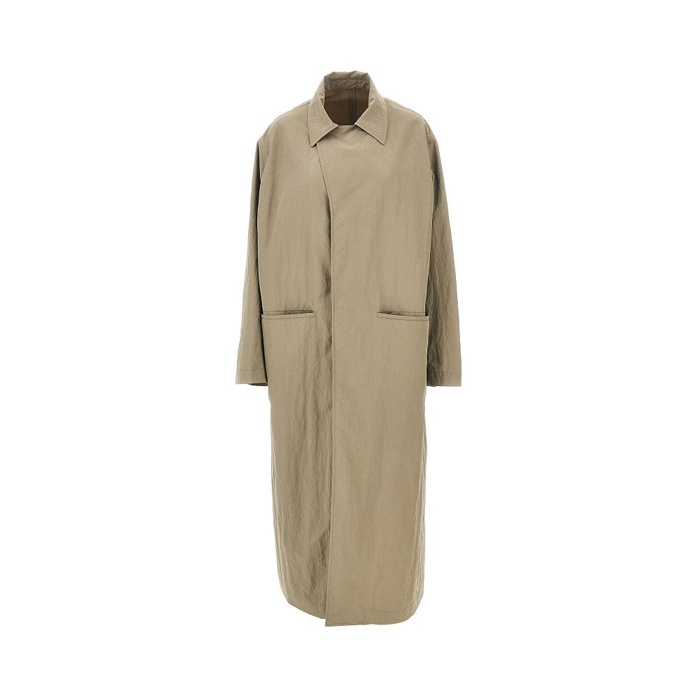 Delavé nylon long trench coat