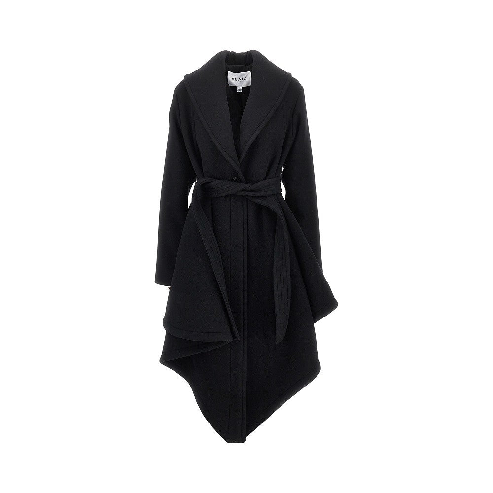Wool robe coat with belt