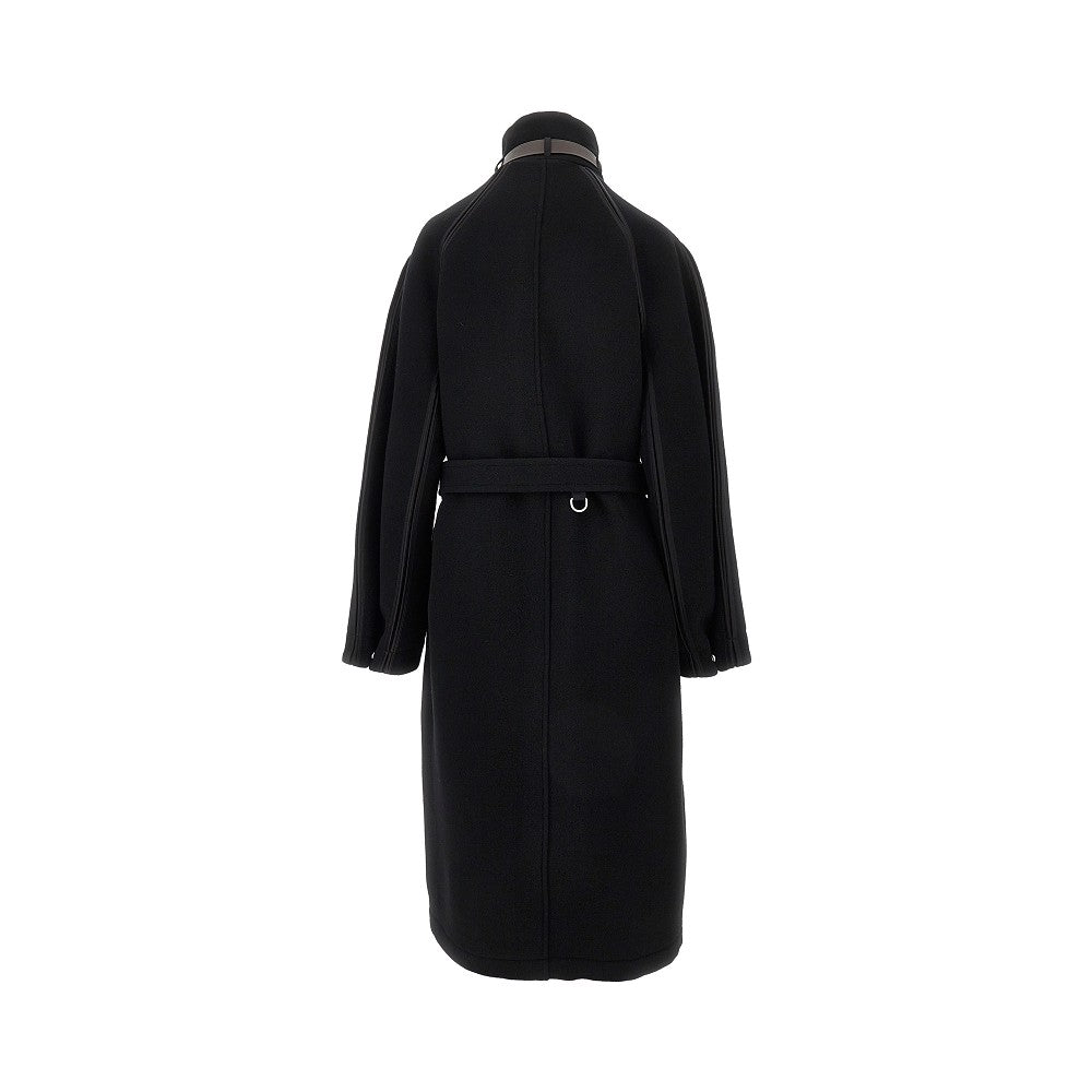 Double wool long duffle coat