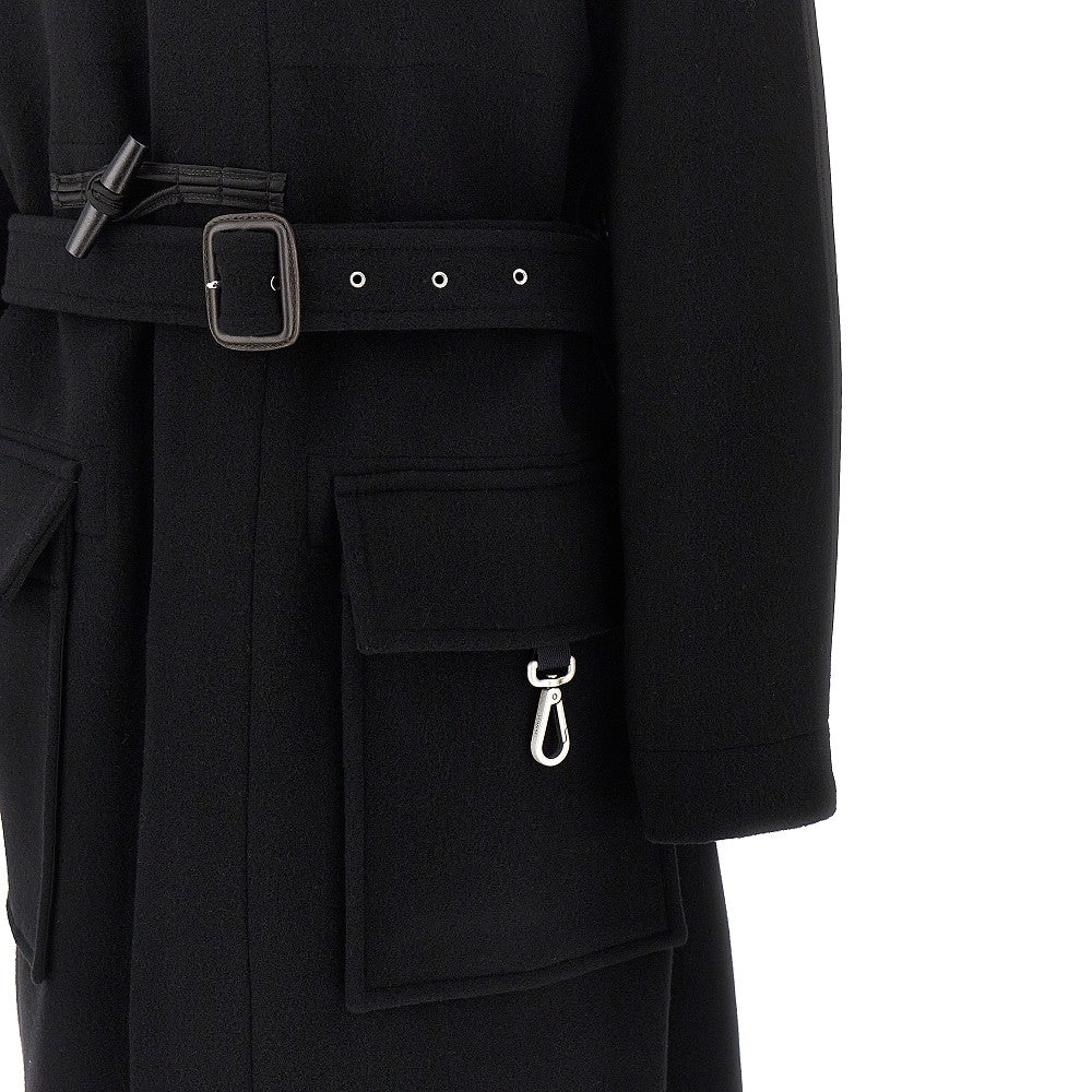 Double wool long duffle coat