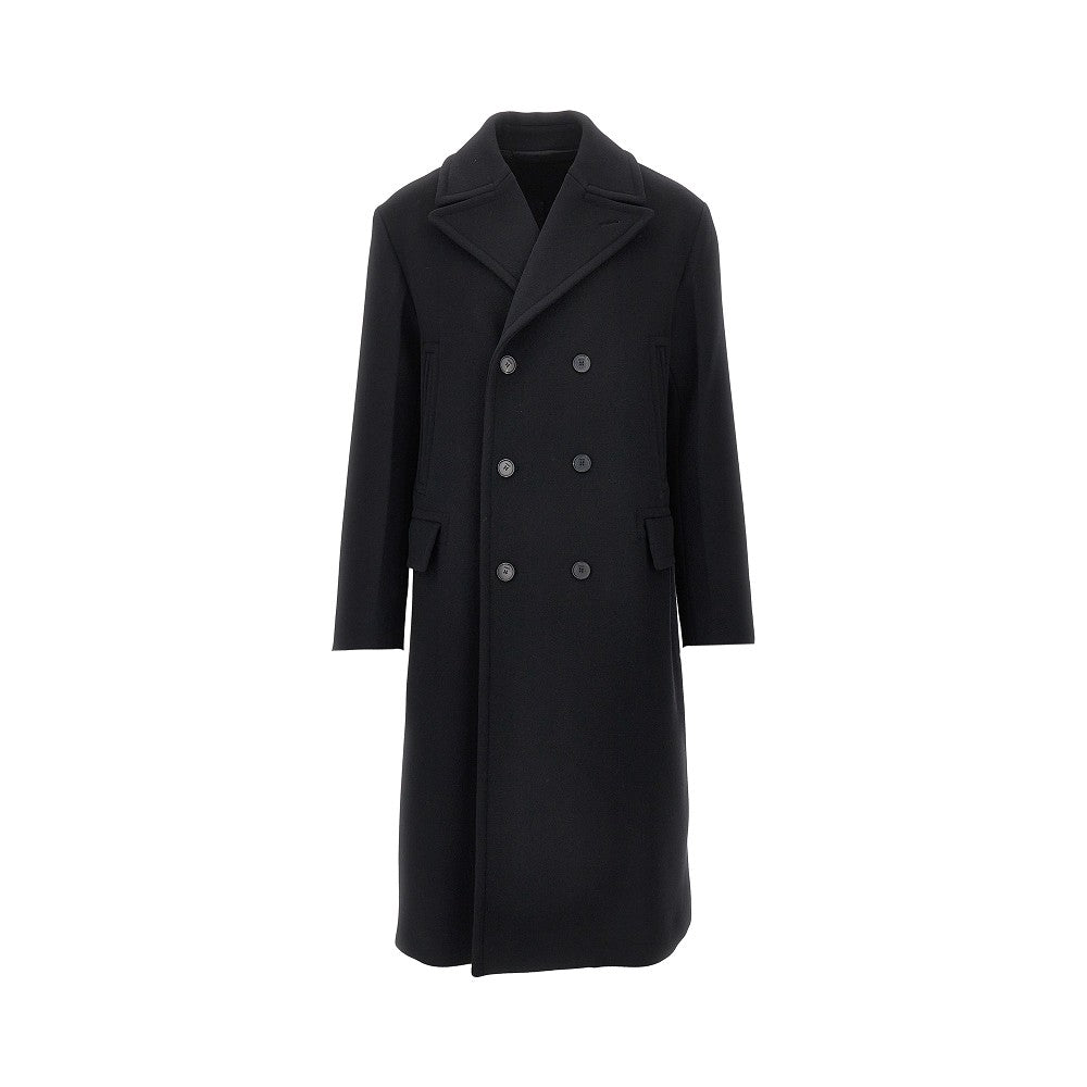Wool and angora double-breasted coat