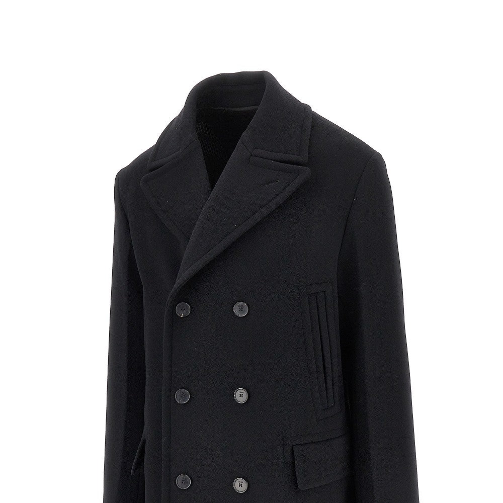 Wool and angora double-breasted coat