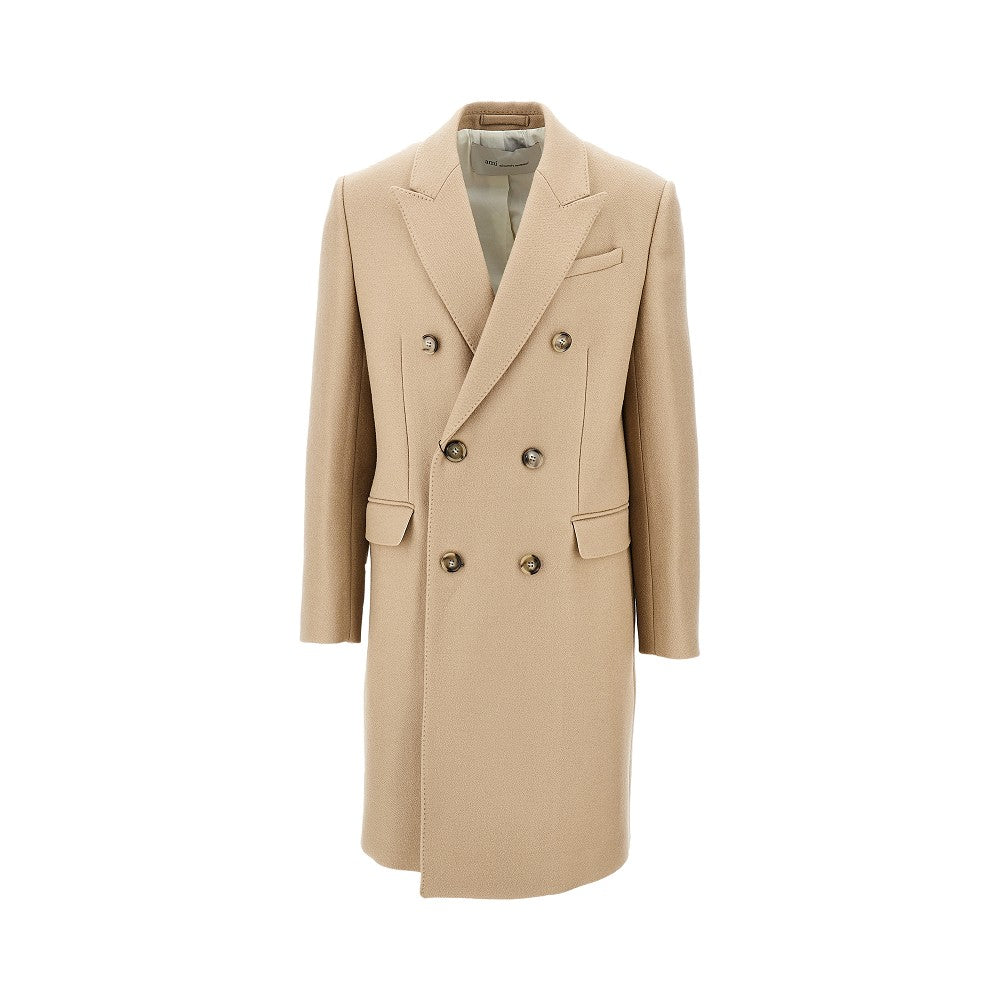 Cappotto doppiopetto in gabardine di lana