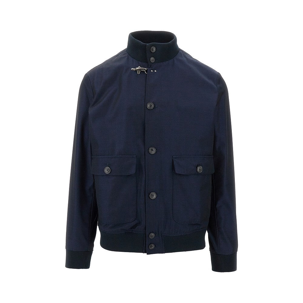 Woo and cotton twill bomber jacket