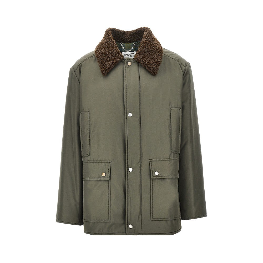 Padded jacket with shearling-effect collar