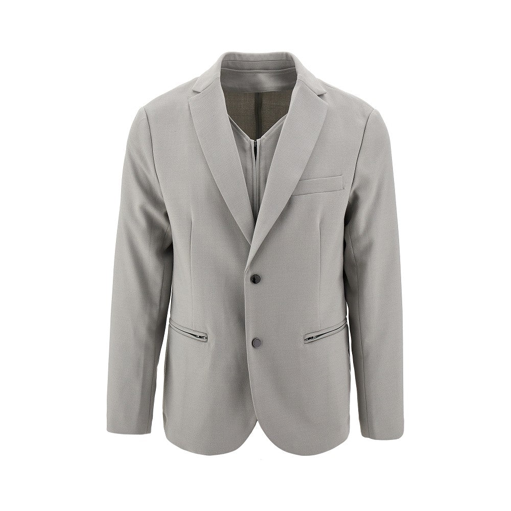 Single-breasted jacket with detachable bib