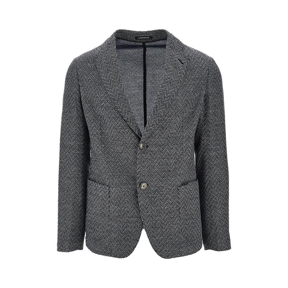Giacca monopetto in lana jacquard ICON