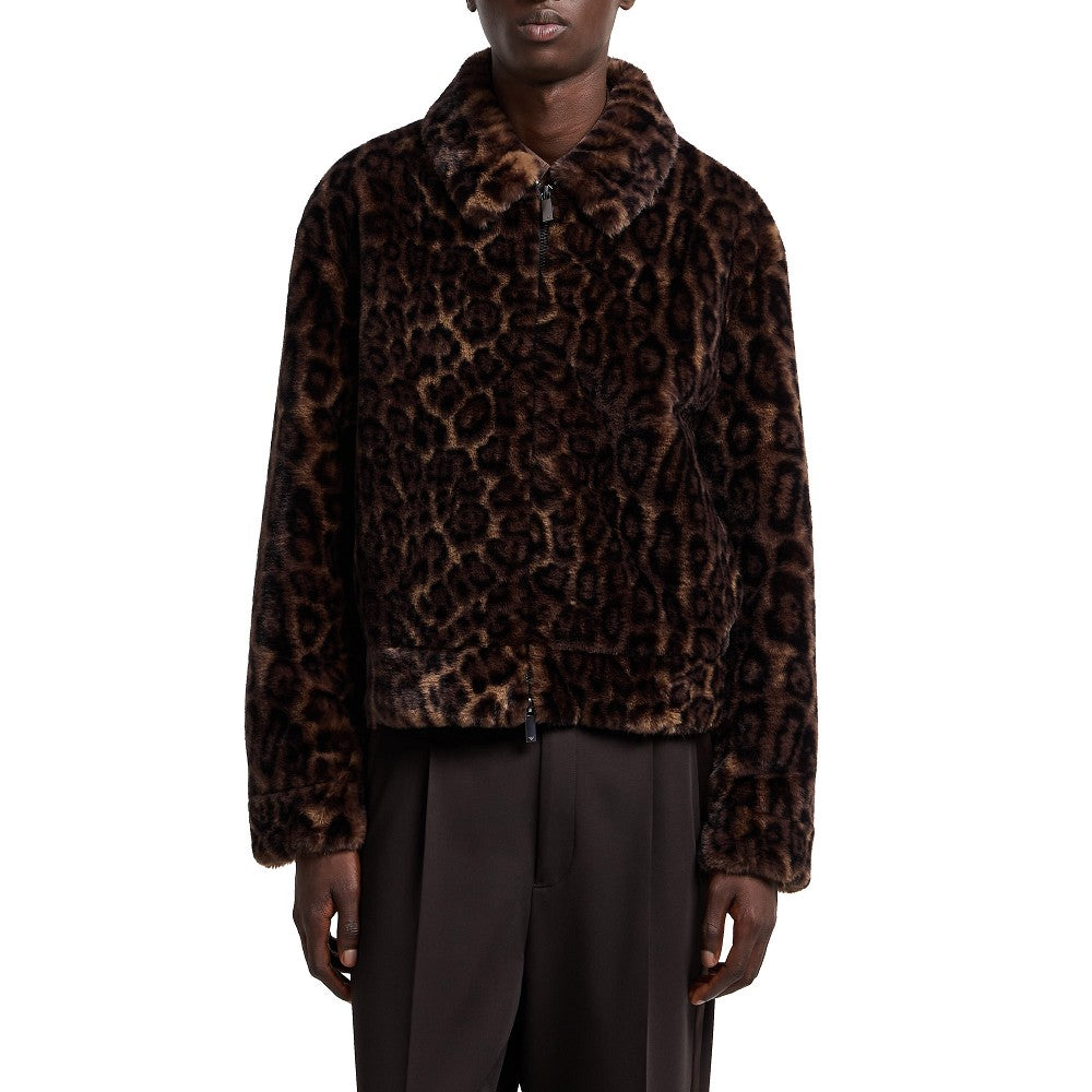 Blouson in faux fur stampa leopardo
