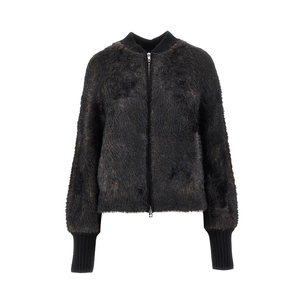 Fluffy viscose-blend cardigan
