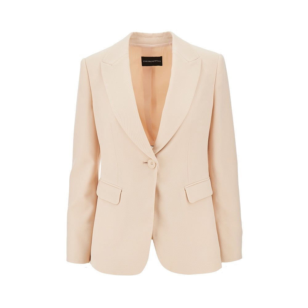 Technical gabardine single-breasted jacket