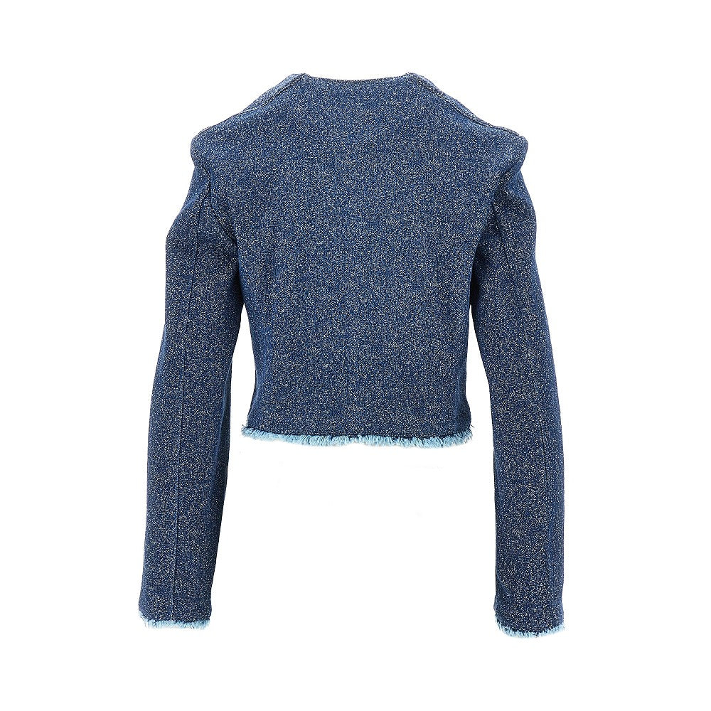 Giacca cropped in denim bottonato