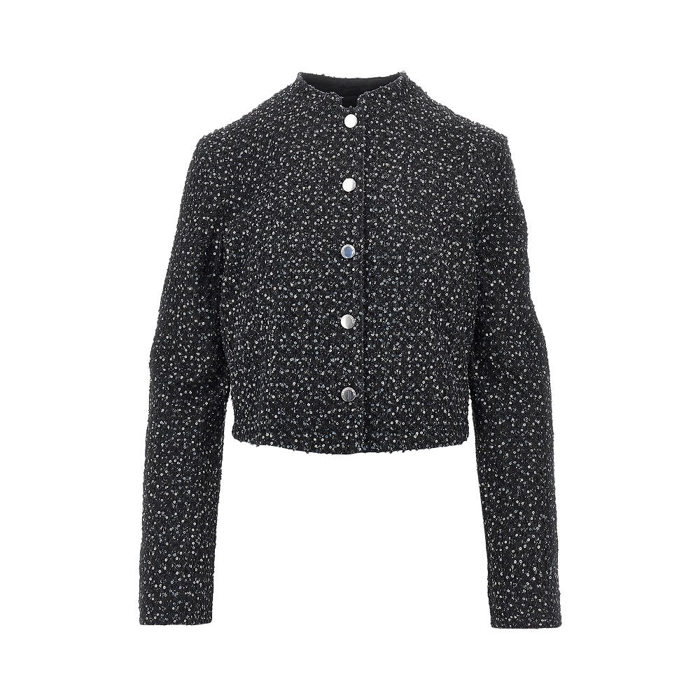 Sequinned denim short jacket