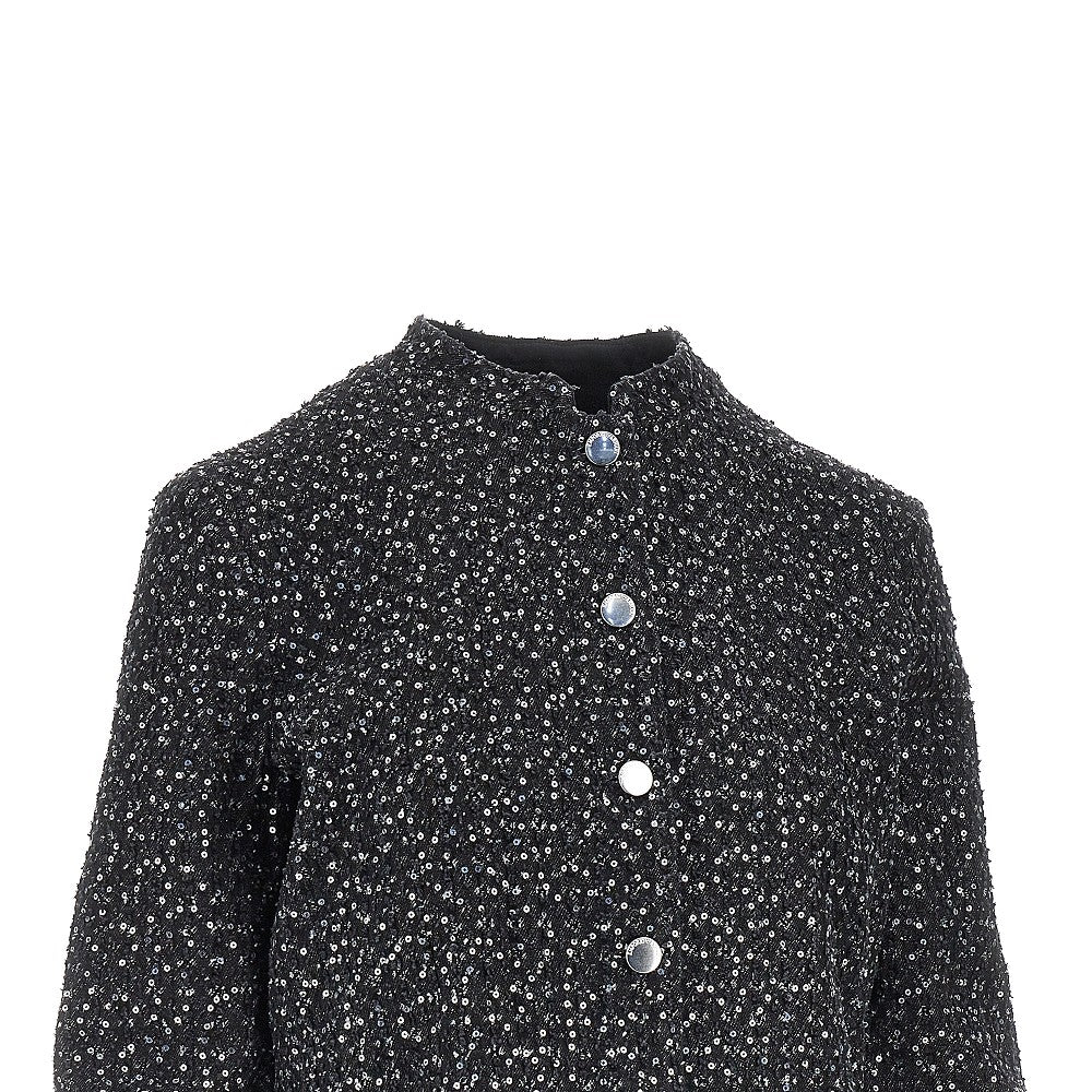 Sequinned denim short jacket